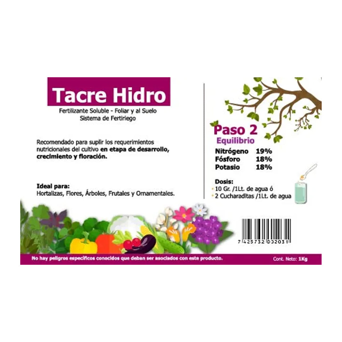 Tacrehidro Fertilizante Soluble 19-18-18 Equilibrio