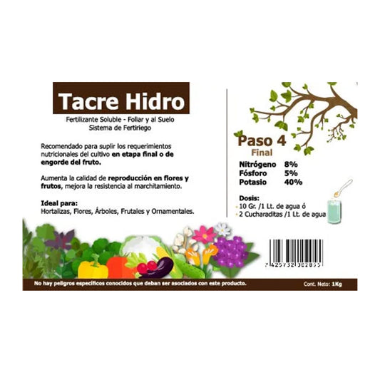 Tacrehidro Fertilizante Soluble 8-5-40 Final